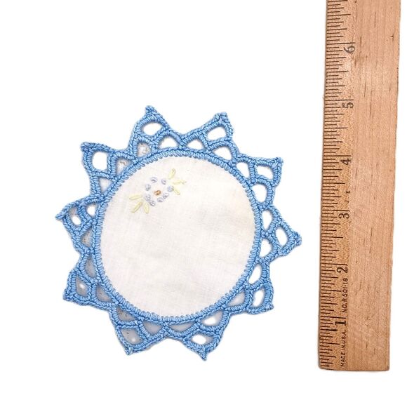 12 PCS Doilies Crochet Round Lace Blue Handmade Table Placemat Cotton Coasters - Picture 14 of 14